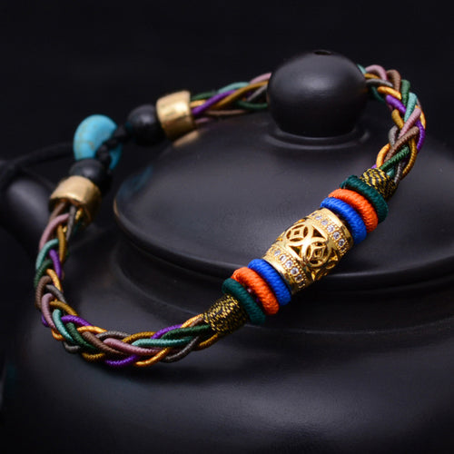 LKO Metal Switch luck bead Eight strands of rope for man and women bracelet national style Thai hand rope free shipping