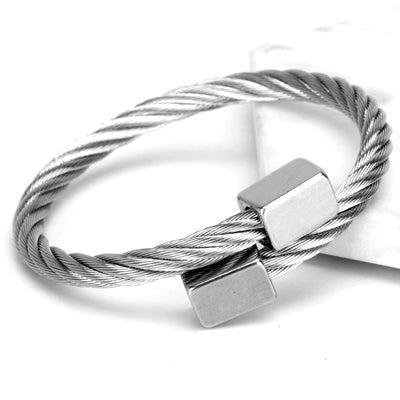 Mcllroy Stainless steel bangle Men bracelet Titanium Adjustable Opening Round shape Charm jewelry Knitting  Pulseira feminina