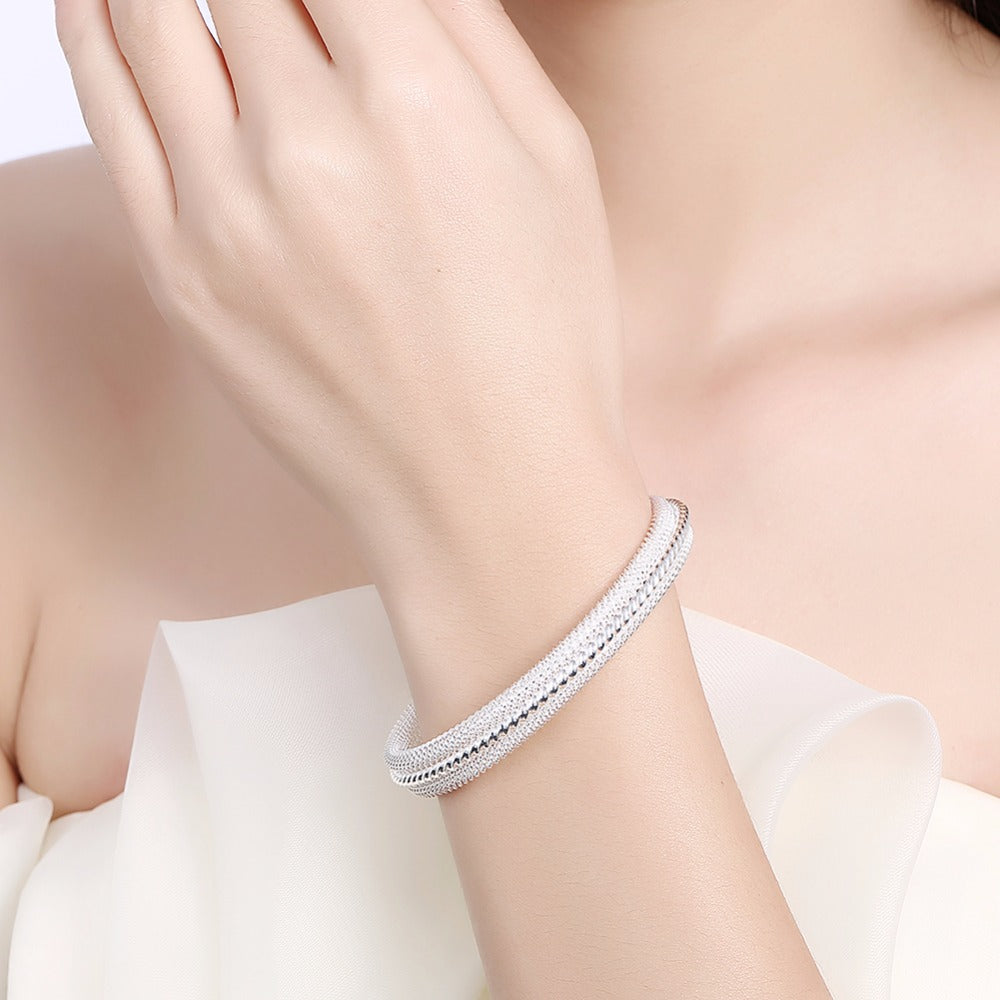 Twisted In The Network Bracelet Round Shape Silver Tennis Bracelet & Bangles For Women Christmas Gifts New Fashion Lady Jewelry