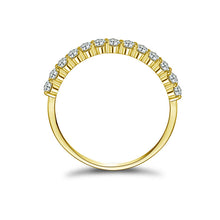 AINUOSHI Trendy 10K Yellow Solid Gold Ring Women Ring Row Drilling Sona Simulated Diamond Engagement Wedding Band Bridal Ring