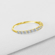 AINUOSHI Trendy 10K Yellow Solid Gold Ring Women Ring Row Drilling Sona Simulated Diamond Engagement Wedding Band Bridal Ring