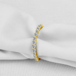 AINUOSHI Trendy 10K Yellow Solid Gold Ring Women Ring Row Drilling Sona Simulated Diamond Engagement Wedding Band Bridal Ring