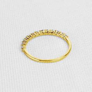 AINUOSHI Trendy 10K Yellow Solid Gold Ring Women Ring Row Drilling Sona Simulated Diamond Engagement Wedding Band Bridal Ring