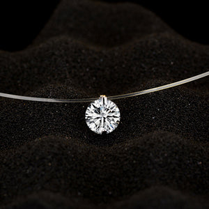 Sale Silver color Dazzling Zircon Necklace For Women And Invisible Transparent Fishing Line Simple Pendant Jewelry