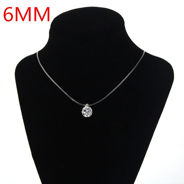Sale Silver color Dazzling Zircon Necklace For Women And Invisible Transparent Fishing Line Simple Pendant Jewelry