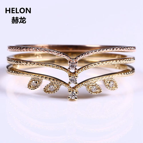 Solid 10k Yellow Gold Rose Gold Natural Diamonds Ring Women Engagement Wedding Band Anniversary Party Fine Jewelry Trendy