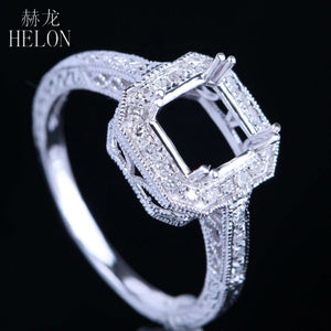 HELON HOT SELL ! Cushion Cut 7x7mm Sterling Silver 925 Ladies' 0.2ct Natural Diamonds Ring Semi Mount Women's Fine Ring Setting