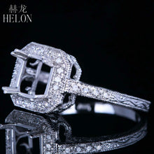 HELON HOT SELL ! Cushion Cut 7x7mm Sterling Silver 925 Ladies' 0.2ct Natural Diamonds Ring Semi Mount Women's Fine Ring Setting