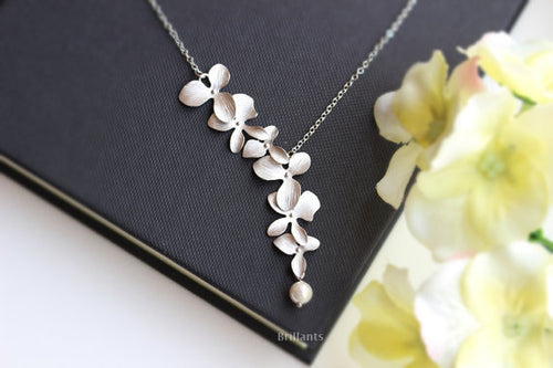 Orchid Flower Pendant Gold & Silver Plated Flower Necklace