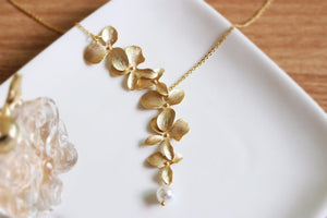 Orchid Flower Pendant Gold & Silver Plated Flower Necklace