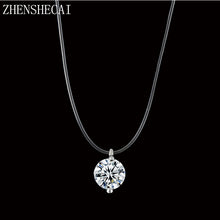 Fashion Color Silver Dazzling Clear And Invisible Zircon Necklace Simple Fishing Line Pendant Necklace Jewelry x89