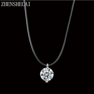 Fashion Color Silver Dazzling Clear And Invisible Zircon Necklace Simple Fishing Line Pendant Necklace Jewelry x89