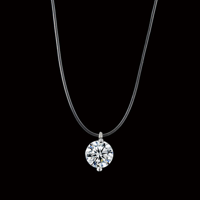 Fashion Color Silver Dazzling Clear And Invisible Zircon Necklace Simple Fishing Line Pendant Necklace Jewelry x89