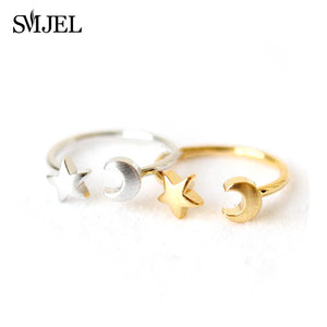 FREE GIVEAWAY - SMJEL 2017 New Fashion Midi Crescent Moon and Tiny Star Open Rings for Women Kunckle Ring Jewelry Bijoux Birthday Gifts  R161