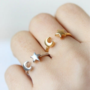 FREE GIVEAWAY - SMJEL 2017 New Fashion Midi Crescent Moon and Tiny Star Open Rings for Women Kunckle Ring Jewelry Bijoux Birthday Gifts  R161