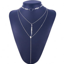 IPARAM 2017 Hot Sale Gold Silver Sequins Long Tassel Star Choker Necklace Women Double Layer Sequins multilayer necklace
