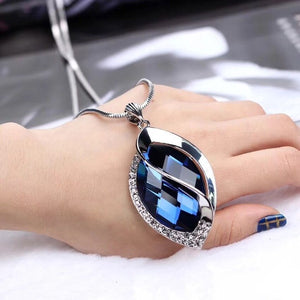 RAVIMOUR Fashion Choker Women Necklace Jewelry Geometric Crystal Statement Pendant Necklace Silver Color Long Chain Colar 2018