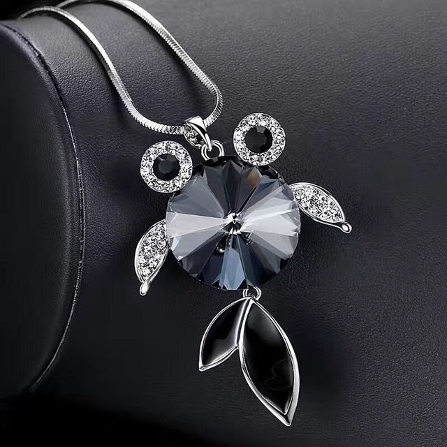 RAVIMOUR Fashion Choker Women Necklace Jewelry Geometric Crystal Statement Pendant Necklace Silver Color Long Chain Colar 2018