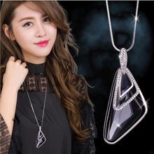 RAVIMOUR Fashion Choker Women Necklace Jewelry Geometric Crystal Statement Pendant Necklace Silver Color Long Chain Colar 2018