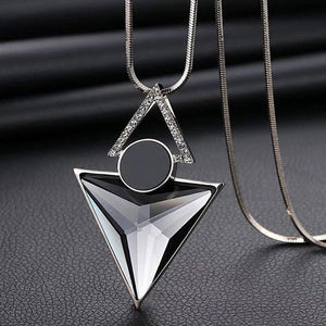 RAVIMOUR Fashion Choker Women Necklace Jewelry Geometric Crystal Statement Pendant Necklace Silver Color Long Chain Colar 2018