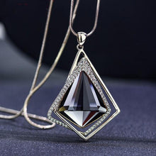 RAVIMOUR Fashion Choker Women Necklace Jewelry Geometric Crystal Statement Pendant Necklace Silver Color Long Chain Colar 2018