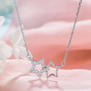 New Year Gift 925 Sterling Silver Moon Star Pendant Necklace AAA Zirconia Necklaces Fine Jewelry For Women 2.84g/15mm*20mm
