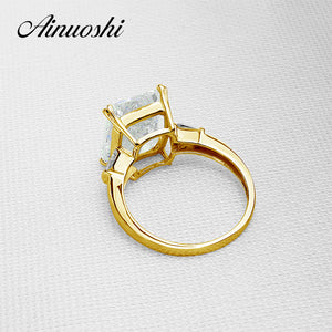 AINUOSHI 10K Solid Yellow Gold TC Collection Wedding Ring Top Quality Anelli Donna 5 ct Simulated Diamond Women Engagement Rings