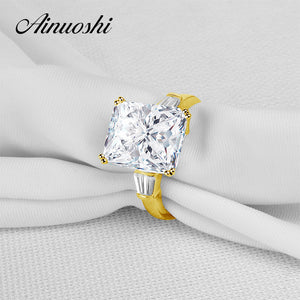 AINUOSHI 10K Solid Yellow Gold TC Collection Wedding Ring Top Quality Anelli Donna 5 ct Simulated Diamond Women Engagement Rings