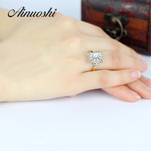 AINUOSHI 10K Solid Yellow Gold TC Collection Wedding Ring Top Quality Anelli Donna 5 ct Simulated Diamond Women Engagement Rings