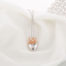 SA SILVERAGE Heart Shaped Crown Pendants Necklaces With Zircon Women Fine Jewelry Rose Gold Color 925 Sterling Silver Necklace