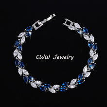 CWWZircons New Trendy 2018 Cubic Zirconia Jewelry Silver Color Leaf Charm CZ Crystal Female Bracelets Bangles For Women CB060