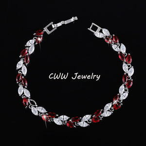 CWWZircons New Trendy 2018 Cubic Zirconia Jewelry Silver Color Leaf Charm CZ Crystal Female Bracelets Bangles For Women CB060