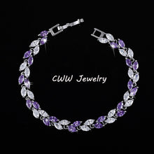 CWWZircons New Trendy 2018 Cubic Zirconia Jewelry Silver Color Leaf Charm CZ Crystal Female Bracelets Bangles For Women CB060