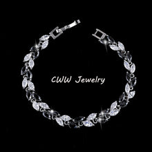 CWWZircons New Trendy 2018 Cubic Zirconia Jewelry Silver Color Leaf Charm CZ Crystal Female Bracelets Bangles For Women CB060