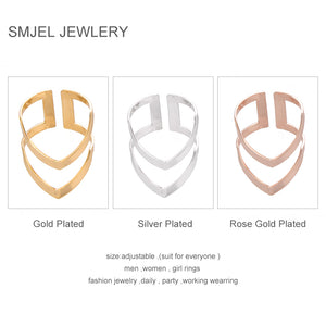 SMJEL Boho Double Lines V Chevron Rings For Women's - Gift Simple Geometric Bague Dainty Ring