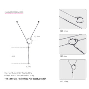 Tardoo 925 Sterling Silver Long Pendant Line Round Necklace Simple and Romantic Style Fine Jewelry New Year Gift for Women