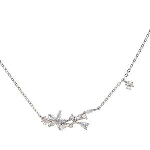 New arrive dainty delicate four clover lucky girl chain cz clover charm 100% 925 sterling silver choker chain silver necklace