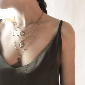 Ingesight Multilayer Cross Virgin Mary Pendant Beads Chain Christian Neckalce Goddess Catholic Choker Necklace Collier for Women