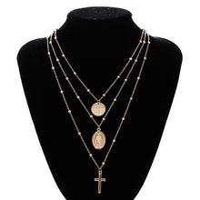 Ingesight Multilayer Cross Virgin Mary Pendant Beads Chain Christian Neckalce Goddess Catholic Choker Necklace Collier for Women