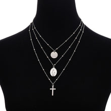 Ingesight Multilayer Cross Virgin Mary Pendant Beads Chain Christian Neckalce Goddess Catholic Choker Necklace Collier for Women