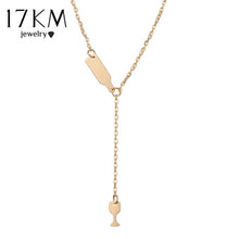 17KM Beer Cup Long Pendant Necklace For Women Wine Bottle Gold Silver Color Triangle Statement Necklace Party Fashion Jewelry