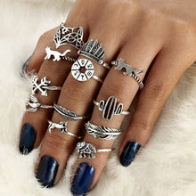 FREE GIVEAWAY - WLP punk ring set Vintage 12 pcs/ set Cactus Elephant Fox Rings Set Bohemia Hollow Bird Lion Shape Carved Midi Finger Rings