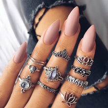 FREE GIVEAWAY - WLP punk ring set Vintage 12 pcs/ set Cactus Elephant Fox Rings Set Bohemia Hollow Bird Lion Shape Carved Midi Finger Rings