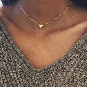 Silver Gold Color Jewelry Love Heart Necklaces & Pendants Double Chain Choker Necklace Collar Women Statement Jewelry Bijoux