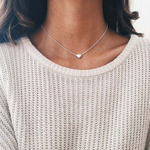 Silver Gold Color Jewelry Love Heart Necklaces & Pendants Double Chain Choker Necklace Collar Women Statement Jewelry Bijoux