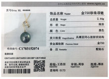 AINUOSHI 18K Yellow Gold Natural Tahiti Black Pearls Pendant Necklace SI1-G/H Diamond Women Wedding Engagement Link Chain 9-10mm