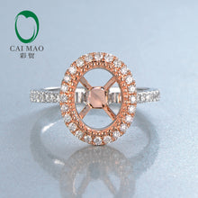 18K Rose and White Gold Oval Cut 7x9mm Engagement Wedding Diamond Semi Mount Ring Setting