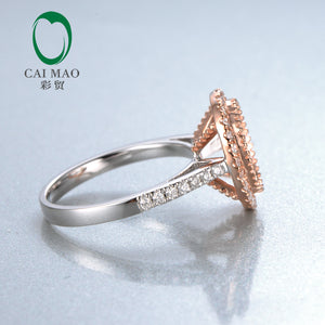 18K Rose and White Gold Oval Cut 7x9mm Engagement Wedding Diamond Semi Mount Ring Setting