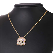 U7 Pink Cubic Zirconia Poodle Dog Pendant Necklace For Women Animal Je