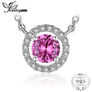 JewelryPalace Round 1.2ct Created Pink Sapphire 925 Sterling Silver Pendant Necklace 18 Inches Fine Jewelry For Women On Sale